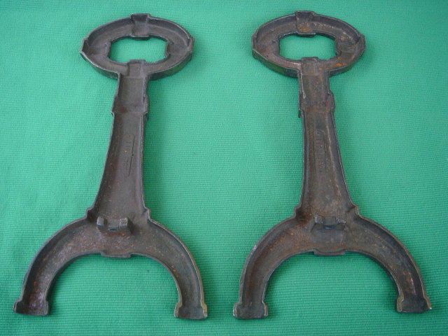 MISSION ___ARTS-N-CRAFTS BRONZE Style finish on Cast Iron STAMPED with Makers Mark Andirons Fireplace Decor