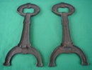 MISSION ___ARTS-N-CRAFTS BRONZE Style finish on Cast Iron STAMPED with Makers Mark Andirons Fireplace Decor