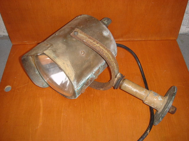 NAUTICAL OLD MARITIME Ships Spotlight / LAMP - British Columbia Historical item - Note the Skill of Metalsmith in Custom Making this Solid Brass Spotlight -Rivet Construction made for Large Ship