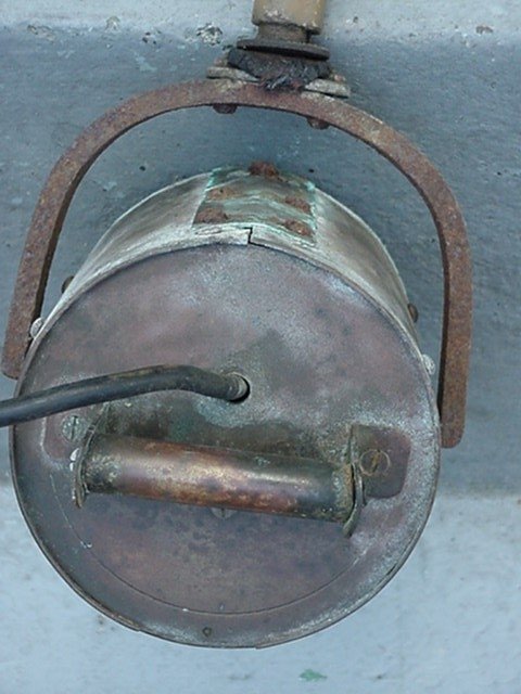 NAUTICAL OLD MARITIME Ships Spotlight / LAMP - British Columbia Historical item - Note the Skill of Metalsmith in Custom Making this Solid Brass Spotlight -Rivet Construction made for Large Ship