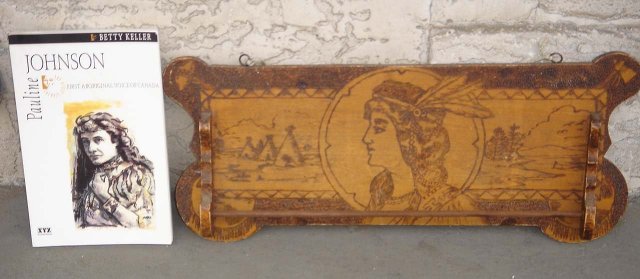 Poker Art Plaque with Tie Rack or Towel Bar PAULINE JOHNSON Image ~~ PLUS with New Book History of Pauline Johnson