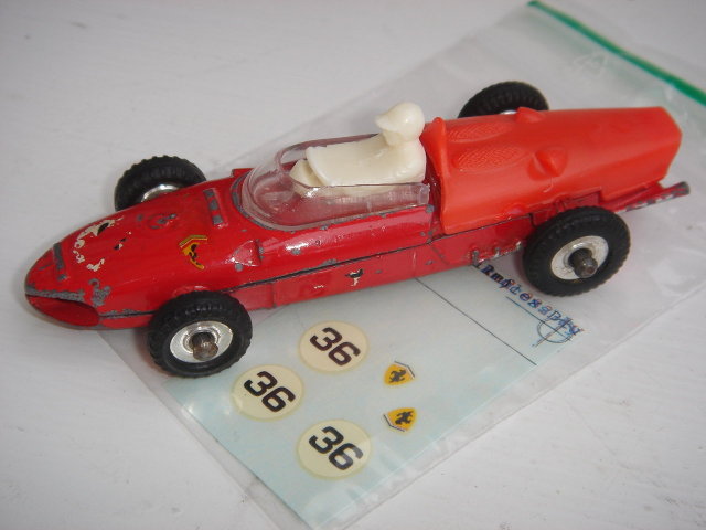 DINKY TOY RACING CAR RED #36 with Brand New Parts to complete Restoration. SHIPPING $8.20 US AirMail to USA