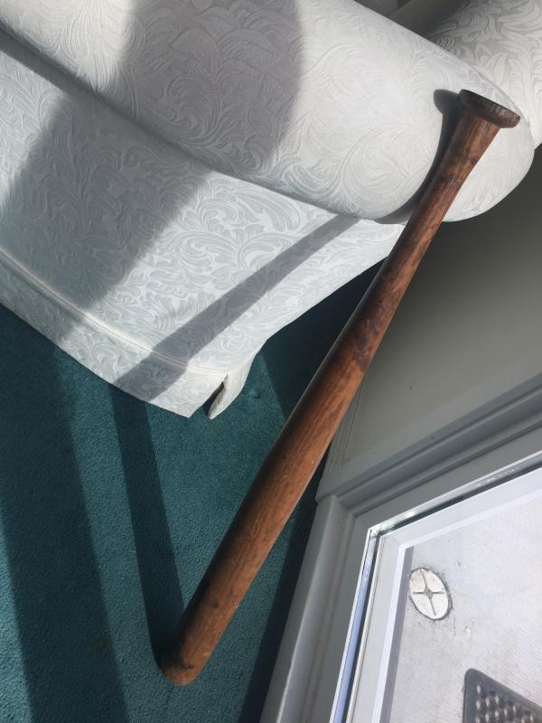 19th Century WAGON TONGUE style BASEBALL BAT Bottle Shape_SOLID WOOD_ FLAT CUT at BOTH ENDS_ FAT Boy_ NOT CRACKED NOT BROKEN_RARE FIND!!!