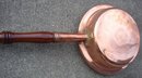 English Antique Circa 1860's SOLID Copper Bedwarmer Beautiful Solid Copper with Scroll Design. HEAVY GAUGE SOLID COPPER. Solid Hardwood Handle Excellent Condition.