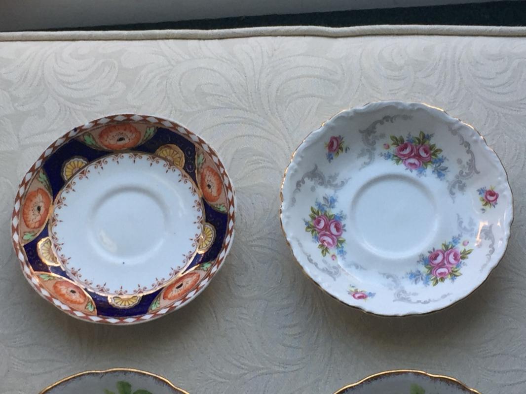 ROYAL ALBERT Crown China COBALT BLUE & GOLD _ Imari Style_ Orange Poppy Pattern_ Hard to Find + RA Tranquillity + 2 Royal Stafford Yellow Rose Saucers. Lot 4 PIECES