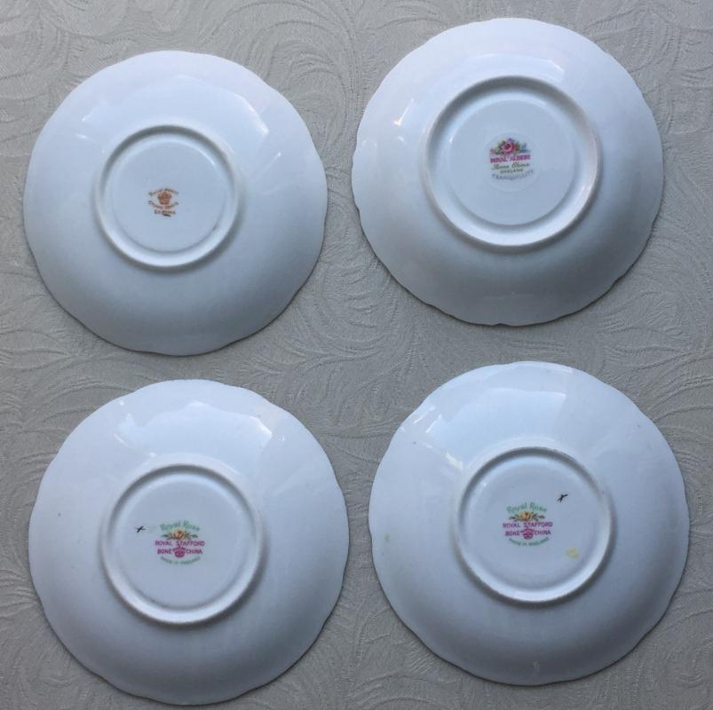 ROYAL ALBERT Crown China COBALT BLUE & GOLD _ Imari Style_ Orange Poppy Pattern_ Hard to Find + RA Tranquillity + 2 Royal Stafford Yellow Rose Saucers. Lot 4 PIECES