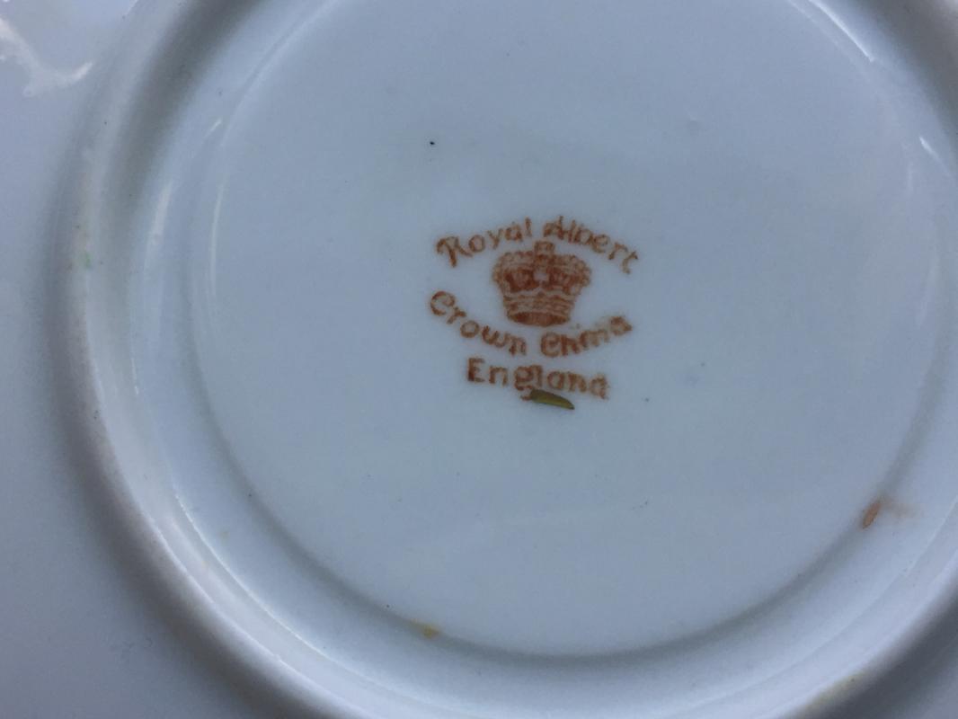 ROYAL ALBERT Crown China COBALT BLUE & GOLD _ Imari Style_ Orange Poppy Pattern_ Hard to Find + RA Tranquillity + 2 Royal Stafford Yellow Rose Saucers. Lot 4 PIECES