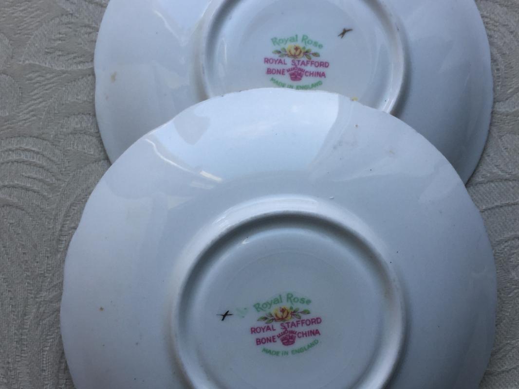 ROYAL ALBERT Crown China COBALT BLUE & GOLD _ Imari Style_ Orange Poppy Pattern_ Hard to Find + RA Tranquillity + 2 Royal Stafford Yellow Rose Saucers. Lot 4 PIECES