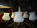 Collectible RETRO NOBNAIL Milk Glass Electric 5 Globe CEILING LIGHT FIXTURE
