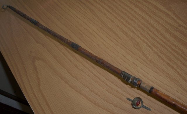 Nautical ANTIQUE FISHING ROD Circa 1853-1880 Size 9 Ft. 9 Inches LONG _features RED Agate Eyelets_spare parts included