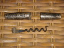 Antique Circa 1880's BUCHANAN'S BLACK & WHITE TRAVELLING CORKSCREW WITH ADVERTISING NAMES ~ BUCHANAN'S / BLACK & WHITE ___ROUNDLET_ Cork screw Cylinder unscrews + Iron Cork Screw FOLDS in slot