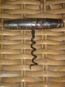 Antique Circa 1880's BUCHANAN'S BLACK & WHITE TRAVELLING CORKSCREW WITH ADVERTISING NAMES ~ BUCHANAN'S / BLACK & WHITE ___ROUNDLET_ Cork screw Cylinder unscrews + Iron Cork Screw FOLDS in slot