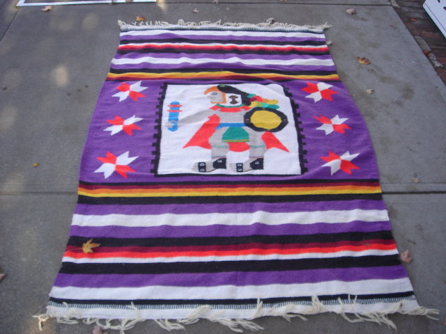 Carpets/Rugs AZTEC Rug / Blanket 80 Inches X 54 Inches ---- Enjoy the Decorative Beauty of This Native Design. Bright and Cheery Colors. Clean and Tidy. Collectible.