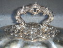 SILVERWARE GEORGIAN Revival Era .1714-1820 SILVERPLATED Large MEAT COVER size 16.25 Inches Widest HALLMARKED Makers Mark on Dome + Stamped Handle ALSO old Sheffield Oval FOOTED TRAY. Showpiece for Catering Event ~ HANDLE Detaches.