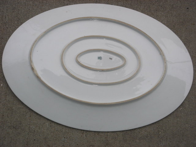Porcelain ANTIQUE LARGE Heavy Duty MEAT PLATTER / PLATE Stamped Victoria Austria QUALITY Showpiece at the Dining Room Table SIZE 19.25 Inches Long X 13.50