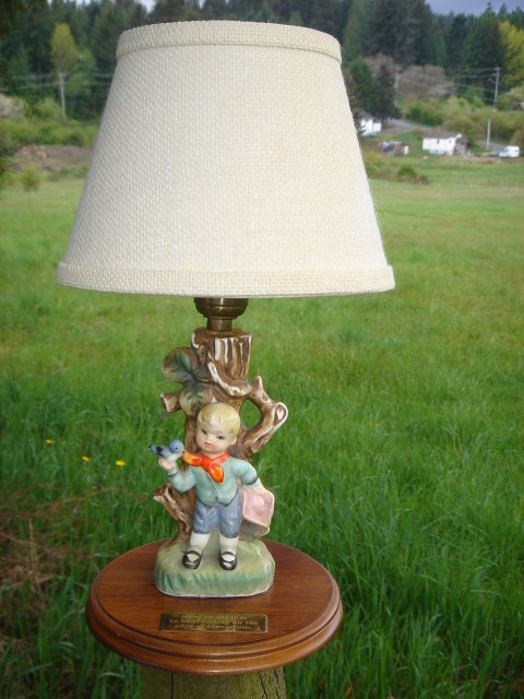 Estate the Beauty of this HUMMEL style CHILD'S BEDROOM LAMP Base With Solid BRASS Plaque Inscription READS : HOW SWEET IT IS etc___ Vintage Electric Lamp. Enjoy Decorating Home or Office.