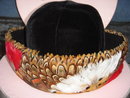 Vintage Apparel~ Ladies HAT ~ COLLECTOR Have a Look!!! GENUINE FEATHERS + Velvet Fabric.~~ In Mint Condition Ladies Custom -Made Winter Hat ORIGINALLY from EATON'S CANADA Size 10.5