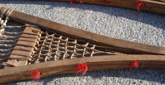 ANTIQUE ROADSHOW ARTIFACTS_Old CANADA Country Primitive _Makes a Great GIFT for the COTTAGE ~ From Estate Antiquities ~ SMALL ~ Child's SNOWSHOES 1841 Upper Canada Huron Indian Tribe Snow Shoes 33 Inches Long x 9.5 Inches