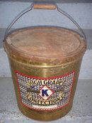 Kitchen Items British Columbia Historical Artifact LARGE Kelly Confections TIN w/lid / wood handle/ Original Rare Find