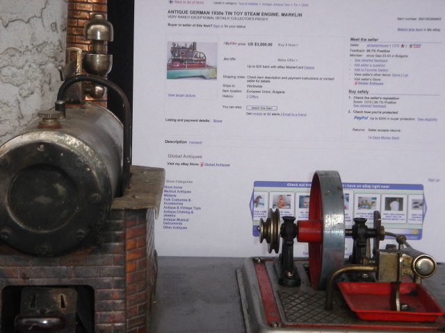 COMPARE @ $3,500.__ Our Low , Low Price $395.00 ~ Antique Toys EARLY TOY STEAM ENGINE Germany for age in Very Good Condition. Copper Chimney. Large size.