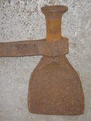 NAUTICAL_ Tools Large SHIPS Caulking Tool_ UNUSUAL STEEL Tool with Long Iron Handle and ROTATING Steel Head.~ Size 26 Inches Long ~ Similar to Axe AX Head only THIS UNUSUAL TOOL has Flat Edge verses Axe Sharp edge.