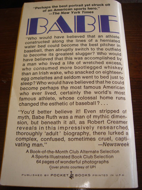 Collectible SPORTS Memorabilia ~ Vintage BABE The Legend Comes to Life ~ Babe Ruth American Sports Figure. Pocket Book / Paper Back ~ 452 Clean Pages