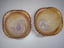Antique Glass Goblets CIRCA 1912 SOUVENIR from WARROAD, MINN ~~ TWO~~ Each a little Different.~ 4 Point Mold Bottom of Glass. Turning Amethyst On Bottom. Flashed on Gold Main Part of Each Goblet.