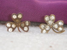 Antique~ TWO~SHAMROCK Rhinestone HAT PINS ~ Circa 1880's~ From Estate