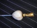 Antique Hat Pin 8.25 Inches Long ~ Feature a Seed with Solid Brass Finial