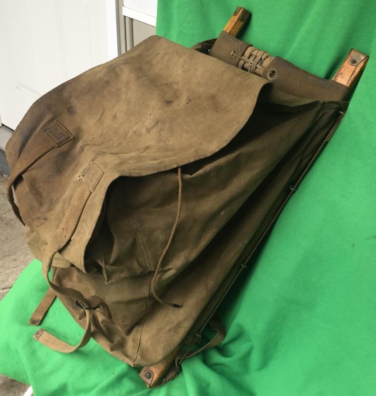 Rare Find ! Beauty Large TRAPPER NELSON INDIAN PACK BOARD _Custom Made by Jones Tent & Awning Vancouver BC Canada _made for Boy Scout Leader_ 29 1/2 Inch Tall_Many custom features_