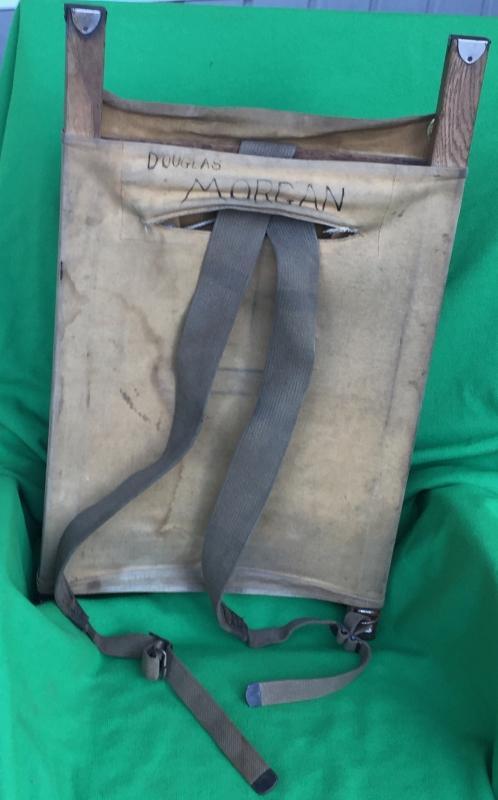 Circa 1930s TRAPPER NELSON INDIAN PACK BOARD _Estate of Boy Scout Leader: Douglas A Morgan Sr._Note Nails thru Steel Cap on each Post = Early Pack Board