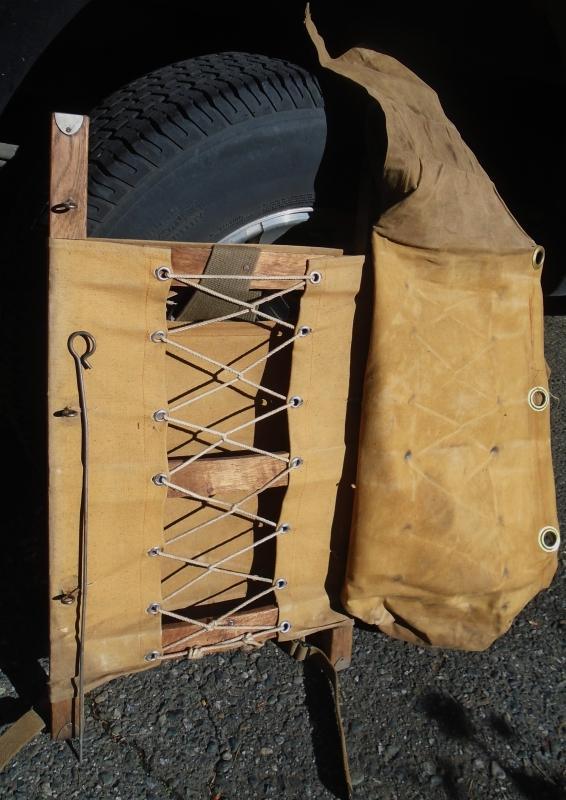 Circa 1930s TRAPPER NELSON INDIAN PACK BOARD _Estate of Boy Scout Leader: Douglas A Morgan Sr._Note Nails thru Steel Cap on each Post = Early Pack Board