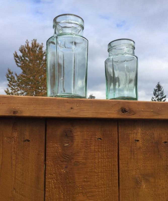 c1870s - 1922 _KILNER BROS Limited Aqua color Glass Jars _ 8 SIDED_ 2 Sizes_