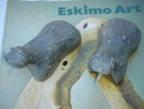 Eskimo ART ~ INUIT SCULPTURE in Stone. TWO WALRUS. Signed DIMU