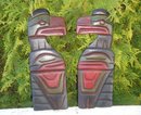 ORIGINAL Northwest Coast Native ART. Pair of RAVEN CARVINGS in Cedarwood. Hand-Carved by Skilled Genuine 1st Nations Carver Chris Cari Joseph