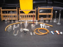 Vintage 39 pcs LABORATORY CHEMISTRY Apothacary Bottle,Separatory Funnel and More ~ Acid Etched EAGLE on 1 Pcs~.PLUS More Acid Etched Design on 5 pcs