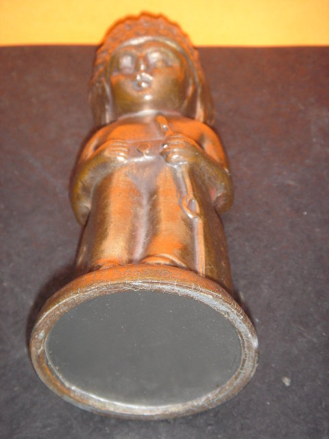 Collectible Bronzed Little Indian Boy Chief ~ METAL COIN BANK~ CIRCA 1950'S IN Excellent Condition ~ PROVENANCE _R.C.A.F. persons name + Quebec, Canada 1958