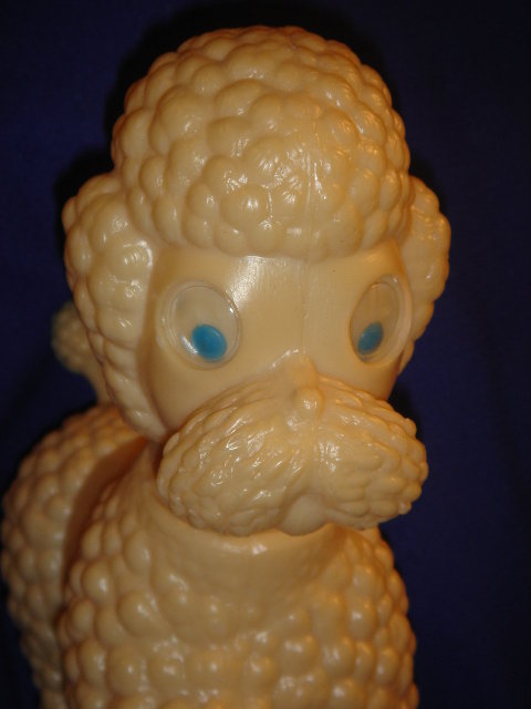 Collectible TOY POODLE DOG ~ Large 9 Inches HIGH ~ Swivel Head and Roll Around EYES ~ Rare Find !!! Molded Plastic Toy Poodle Dog