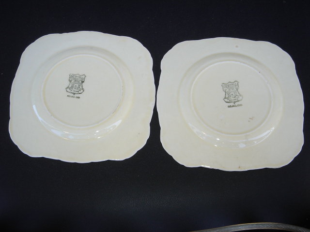 Collectible SIDE PLATES (2) Made by Newhall England ~ Old English Country Scene with Horses Pulling Stage Coach , Driver + Passengers with