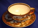 Early Meiji Period ~ Spectacular Satsuma GOLD Cup + Saucer ~ In Excellent Condition 19th Century Satsuma Authentic Mark, GOLD Cross in the Circle ~ Please CLICK on Pic 2X TO VIEW in LARGE SIZE _Good Value Gold $550.