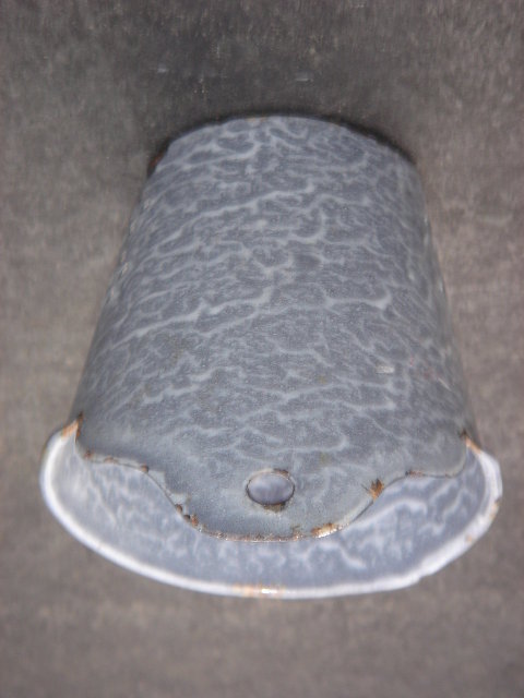 RARE FIND !!! Antique Circa 1880 BRUSH HOLDER sits on Kitchen Sink Counter or Hang on the Wall. ~ For The Hard Core Graniteware Collector ~ The Round / Oval / Tapered Shape