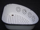 White Enamel CORNER Brush Holder or Veggie Collander