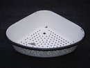 White Enamel CORNER Brush Holder or Veggie Collander