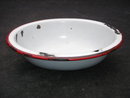 Collectible ~ SMALL Red + White Enamel Oval Bowl