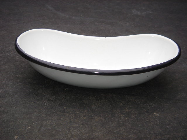 Collectible Small BLACK + WHITE KIDNEY Shape BOWL ~