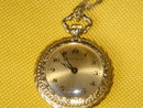 LADIES PENDANT Gold Style DUMAI MECHANICAL WIND-UP Watch with Antique Famous Masters Scene on the Back ~ Swiss Made. ~ EXCELLENT WORKING ORDER Size 1.25 Inches Wide