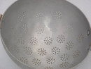 Collectible Unusual ALUMINUM Bowl Collander with Bakelite Handle. Brought from Italy to our area.