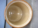Antique CROCK SIZE 12 Inch HIGH x 10 Inch Wide x 10 Inches Deep ~ CROCK ~ with UNUSUAL GOLDEN BROWN RIBBED Marking Around Top Outer Edge __Due to Being Antique __as found __ Thought to be Early Canadian Crock