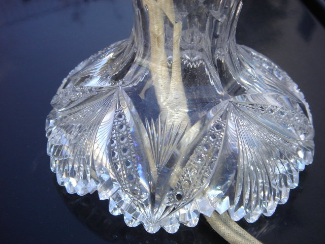 Crystal Lamp American Brilliant CIRCA 1900 The Hand Cut Crystal Base in EXCELLENT Condition RARE FIND!!!