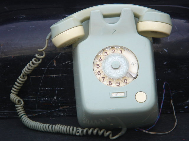 MID- CENTURY _Kitchen Telephone Vintage ~ Green and White TELEPHONE Wall Mounting Style ~ made in Germany